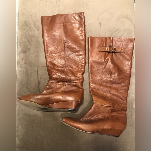 Aldo brown leather calf-high, low wedge heel pull-up boots (size 37 / US 6-6.5) - Picture 2 of 7